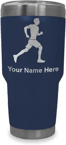 Vista 32 de LaserGram Personalized 20oz Tumbler, Running Man (Black)