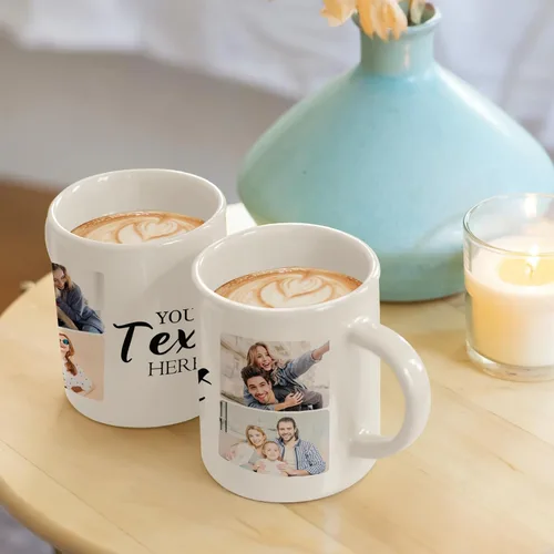 Vista 5 de Taza de café personalizada con texto fotográfico, 4 fotos collage, taza de café personalizada, regalos personalizados para cumpleaños, Navidad, taza