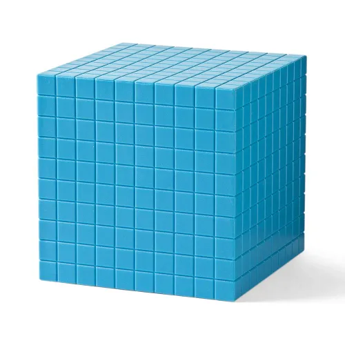 Vista 3 de hand2mind Cubo de diez bloques con base de plástico azul, bloques de valor posicional, cubos de conteo para matemáticas de niños, juego de 1 bloque