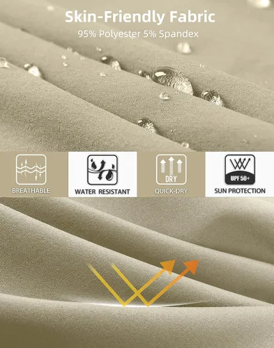 Vista 5 de Pudolla Pantalones cortos de senderismo para hombre, pantalones cortos de verano para viajes al aire libre para hombres con bolsillos con cremallera