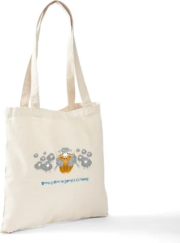 Vista 6 de CafePress Woolly Moo in Sheep's Tote Bag Reusable Natural Beige Canvas Shopping Bag