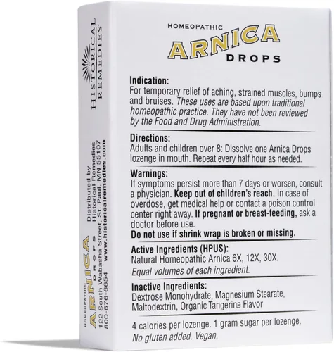 Vista 7 de Gotas de árnica (paquete de 3) Remedio homeopático de primeros auxilios para lesiones, dolor muscular y fatiga Sabor orgánico a mandarina