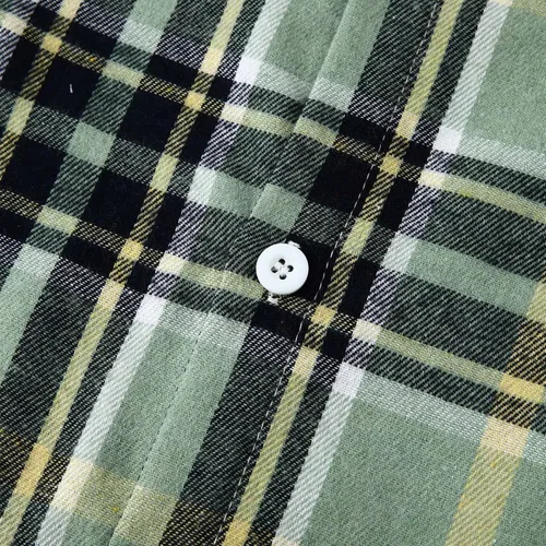 Vista 6 de Camisa con botones para hombre, con estampado a cuadros, estilo casual, holgada, manga larga, cómodas, sudaderas
