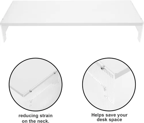 Vista 7 de Kisangel Elevador de monitor de escritorio con patas acrílicas, soporte ergonómico para laptop y estante organizador para escritorio, plataforma