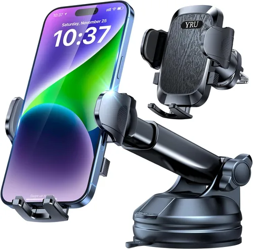 Vista 13 de YRU Soporte de teléfono celular para salpicadero de automóvil, con patente y grado militar, soporte de teléfono celular para ventilación de Negro