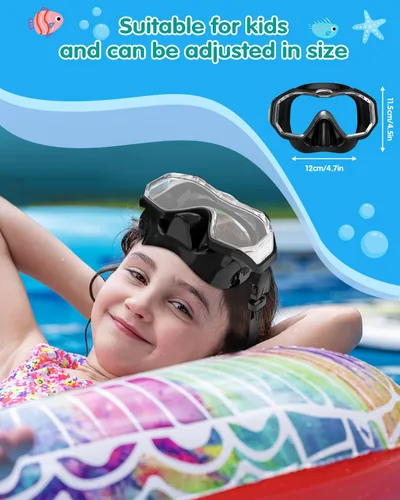 Vista 7 de WSTOO Kids Swim Goggles with Nose Cover to Prevent Water Inhaling, Anti-Fog Leak-Proof Swimming Mask for Boys Girls Age 5-12