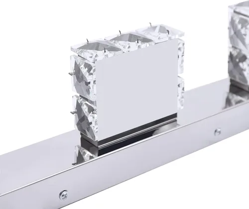 Vista 7 de Lámpara de tocador de cristal de 18.1 pulgadas, 3 luces, accesorios de iluminación de baño, lámpara de pared LED cromada moderna sobre espejo