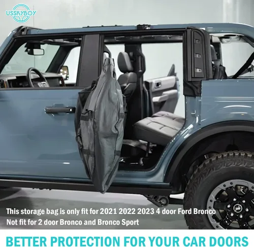 Vista 6 de Par de bolsas de almacenamiento negras para puerta trasera para Ford Bronco modelo 2021-2023