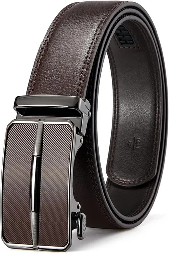 Vista 11 de BOSTANTEN Cinturón de cuero con trinquete para hombre, para atuendos formales e informales con hebilla ajustable, se ajusta a la medida. 001- Negro