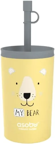 Vista 7 de asobu Vaso de acero inoxidable para niños con tapa flexible con popote Botella de agua aislada Vaso de viaje reutilizable de 12 onzas (azul)