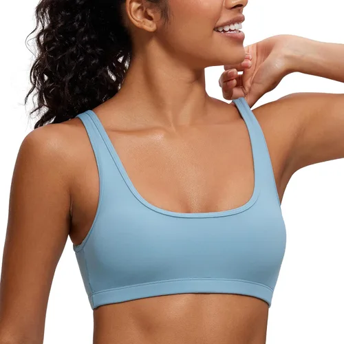 Vista 52 de CRZ YOGA Butterluxe - Mini brasier para mujer, cuello redondo, de bajo impacto, inalámbrico, deportivo, yoga, acolchado, para entrenamiento