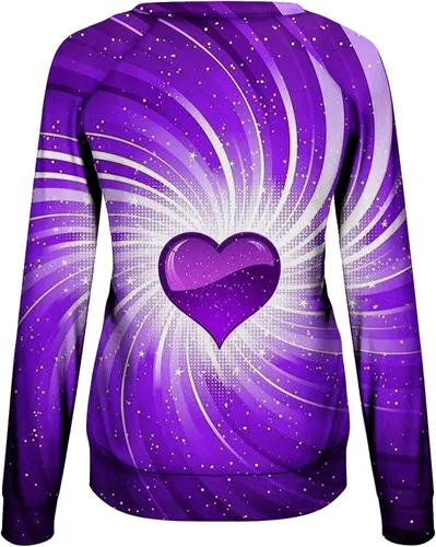 Vista 5 de Camisetas para el día de San Valentín para mujer, con estampado de corazón, cuello redondo, sudaderas raglán