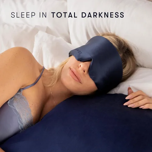 Vista 3 de Lovers Pack 2 mascarillas de seda para dormir, 1 azul medianoche y 1 rosa damasco