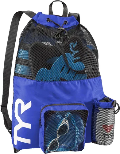 Vista 13 de TYR Mochila Big Mesh Mummy para natación, gimnasio y equipo de entrenamiento, color negro, capacidad de 40 litros