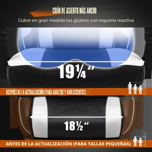 Vista 5 de Silla de juegos con reposapiés, sillas reclinables de videojuegos para adultos con soporte lumbar, reposabrazos articulados, silla ergonómica