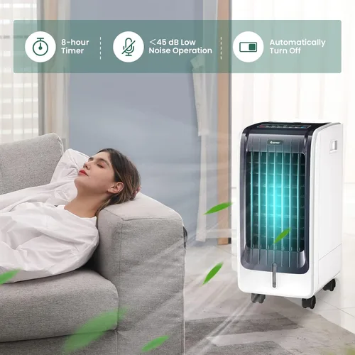 Vista 5 de COSTWAY Enfriador de aire evaporativo portátil para habitación, enfriador de aire portátil 3 en 1 con control remoto, temporizador de 8 horas, 2