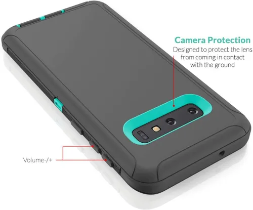 Vista 2 de Carcasa rígida protectora para Samsung Galaxy S10 Plus, diseño de doble capa, Negro-Negro