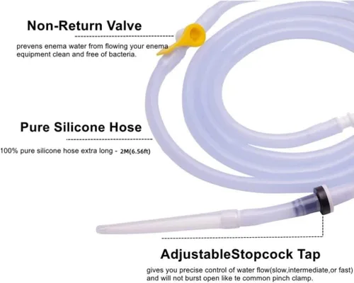Vista 6 de Kit de enema Pieza de Repuesto Silicona Enema Manguera Accesorios de Limpieza de Colon