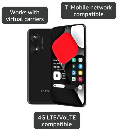 Vista 2 de POZZI Pantalla Turbo HD+ de 6.79 pulgadas 128 GB + 6 GB de RAM Smartphone desbloqueado 4G LTE Android 14 Procesador Octa Core Cámara
