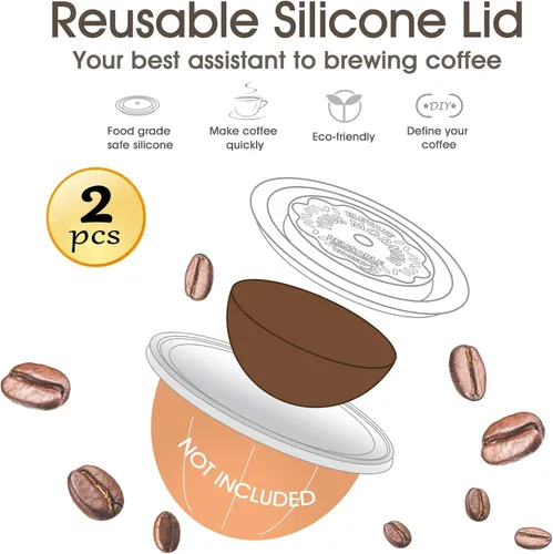 Vista 2 de VIVI SKY Tapas de cápsula de café reutilizables funcionan con cápsulas N*espresso Pods Vertuoline, tapas de silicona de grado alimenticio utilizadas