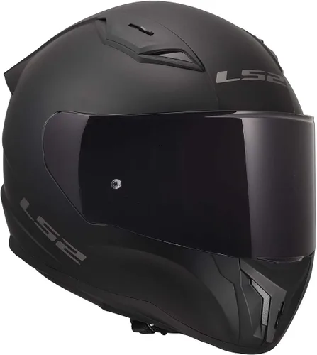 Vista 4 de LS2 Helmets Centric - Casco de motocicleta de cara completa (negro mate con escudo ahumado transparente y oscuro, talla XS)