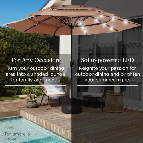 Vista 3 de Best Choice Products - Sombrilla solar de 10 pies de 3 niveles para patio, sombrilla de sol para exteriores, mercado, patio trasero, terraza, junto