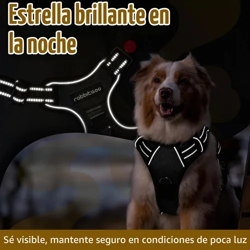 Vista 6 de Rabbitgoo - Arnés para perro de tamaño pequeño, sin tirones, 3 hebillas, fácil de poner y quitar Negro