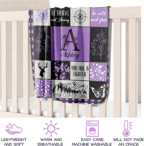 Vista 2 de Mantas personalizadas con nombre para niños, mantas personalizadas con nombre para niños y niñas, regalos de cumpleaños personalizados para bebé