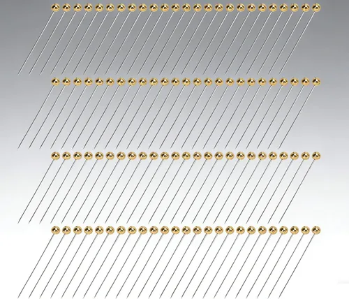 Vista 6 de 100 alfileres dorados con cabezas perladas, modista multiusos y alfileres de costura para tela, acolchado, lentejuelas y decoración de joyas