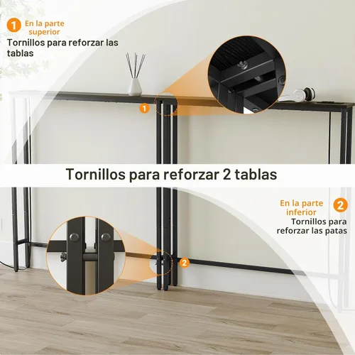 Vista 5 de ELYKEN - Mesa consola estrecha de 39.4 pulgadas con tomacorriente, mesa de sofá detrás del sofá