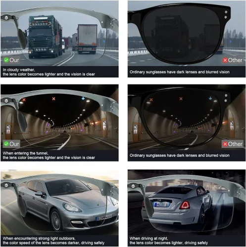 Vista 4 de YIMI Gafas de sol polarizadas fotocromáticas para conducción z87 para hombres y mujeres gafas de seguridad de día y noche