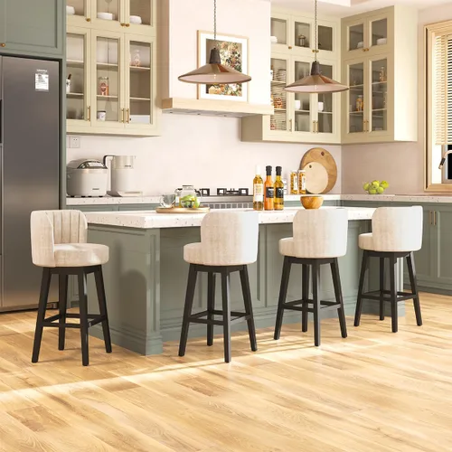Vista 26 de COCO DESIGN - Juego de 2 taburetes de bar giratorios, 24" de altura del asiento, taburetes de bar de estilo moderno de mediados de siglo