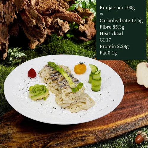 Vista 5 de YUHO Pasta orgánica Shirataki Konjac paquete de 8 en el interior, vegana, baja en calorías, sin gluten, sin grasa, sin gluto, sin carbohidratos