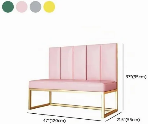 Vista 2 de Banco Settee con Respaldo, Sofá Loveseat Moderno Tapizado de PU Cabina de Una Sola Cara con Marco de Aleación, Banco Sofá de Comedor Restaurante