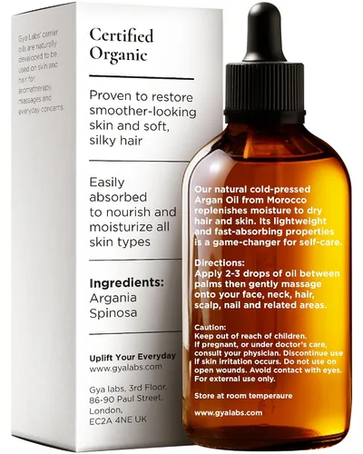 Vista 2 de Gya Labs - Aceite de argán marroquí orgánico para el cabello y la piel, reduce el encrespamiento y el cuero cabelludo seco, promueve el crecimiento