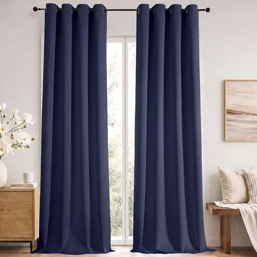 Vista 29 de Simplebrand Cortinas blancas puras de 96 pulgadas de largo para oscurecer la habitación, juego de 2 paneles para dormitorio/sala de estar, bloqueo