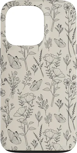 Vista 10 de Black & Cream Butterfly Meadow Botanical Wildflower Pattern Case for iPhone 17