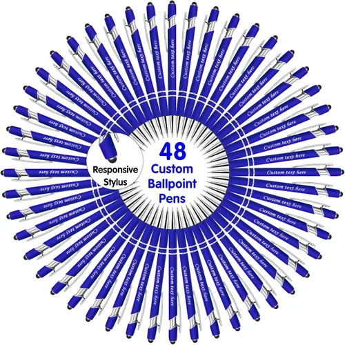 Vista 36 de Bolígrafos personalizados a granel con punta de lápiz capacitivo, bolígrafos personalizados de 0.020 in con nombre, logotipo o mensaje grabado