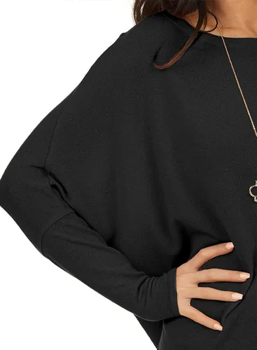 Vista 3 de MIHOLL Blusa de manga larga para mujer, estilo murciélago, casual, holgada, Dolman, blusa
