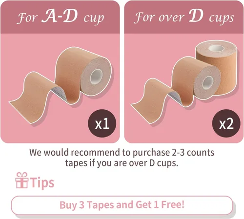 Vista 2 de Deilin Boob Tape Boobytape Breast Lift Tape 2 Pcs Petal Nipple CoverBob Tape Fit for Any Type of Clothing and A-D Cup