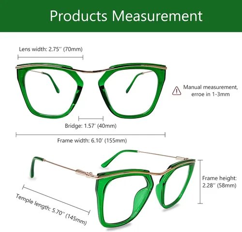 Vista 4 de Women Fashion Oversized Square Frames Non-prescription Clear Glasses Classic Anti-glare Blue Light Blocking Reading Eyewear