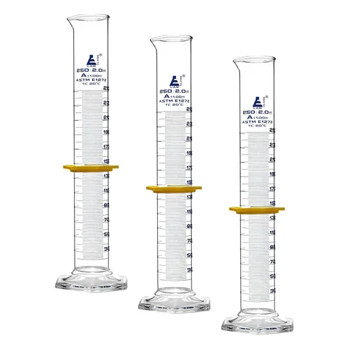 Vista 10 de Cilindro graduado, 33.8 fl oz - ASTM, tolerancia clase A ±3.0.0 fl oz - Collar protector, base hexagonal - Graduaciones azules - Vidrio