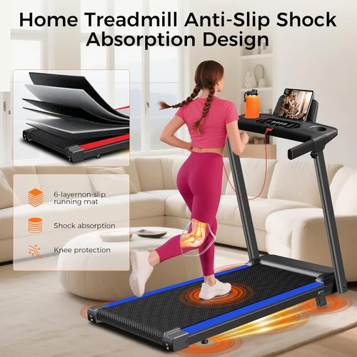 Vista 4 de Aiteid Treadmill with Incline,3.0HP Small Treadmills for Home,Portable Electric Treadmill with Handles,Lightweight Walking Pad,Compact Running
