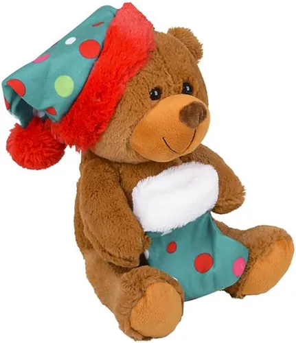 Vista 2 de The Dreidel Company Oso de Navidad de Santa con Bota, Oso de Peluche con Barriga, Oso de 9.5 Pulgadas de Peluche Relleno, Juguetes Super Suaves