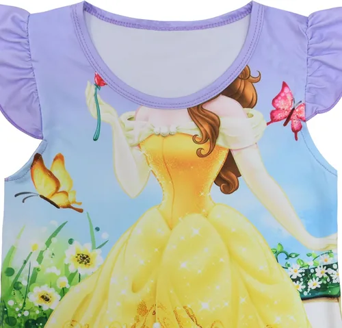 Vista 2 de AOVCLKID Little Girls Princess Costume Girls Casual Cartoon Printed Dress