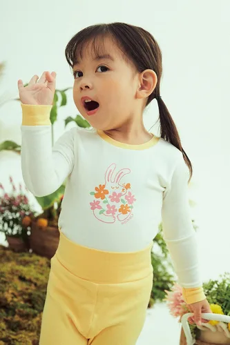Vista 2 de moimoln Pijama de algodón suave para bebés y niñas pequeñas con estampado de flores modales, manga larga, ajuste ceñido