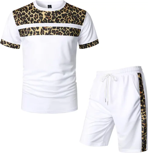 Vista 8 de LucMatton Conjunto de camiseta y pantalones cortos con estampado africano de verano para hombre, 2 piezas, conjunto deportivo de malla, trajes
