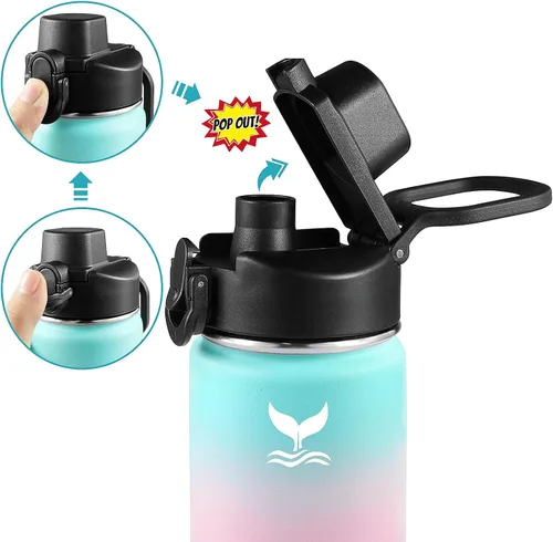 Vista 5 de Vmini Tapa compatible con botella de agua deportiva Hydro Flask de boca ancha, mango grande, fácil de transportar, compatible con la mayoría