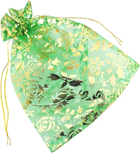 Vista 18 de 8 x 12 pulgadas 100 bolsas de flores de corazón con cordón de organza bolsa de regalo de joyería bolsa de dulces con cordón de regalo de boda