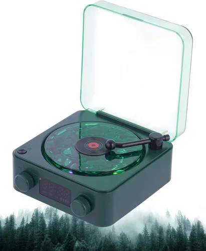 Vista 11 de Waves Altavoz Bluetooth de Vinilo, Estilo Reproductor de Discos de Vinilo con Ruido Blanco de Sonido Oceánico, Altavoces Bluetooth Retro con Luz